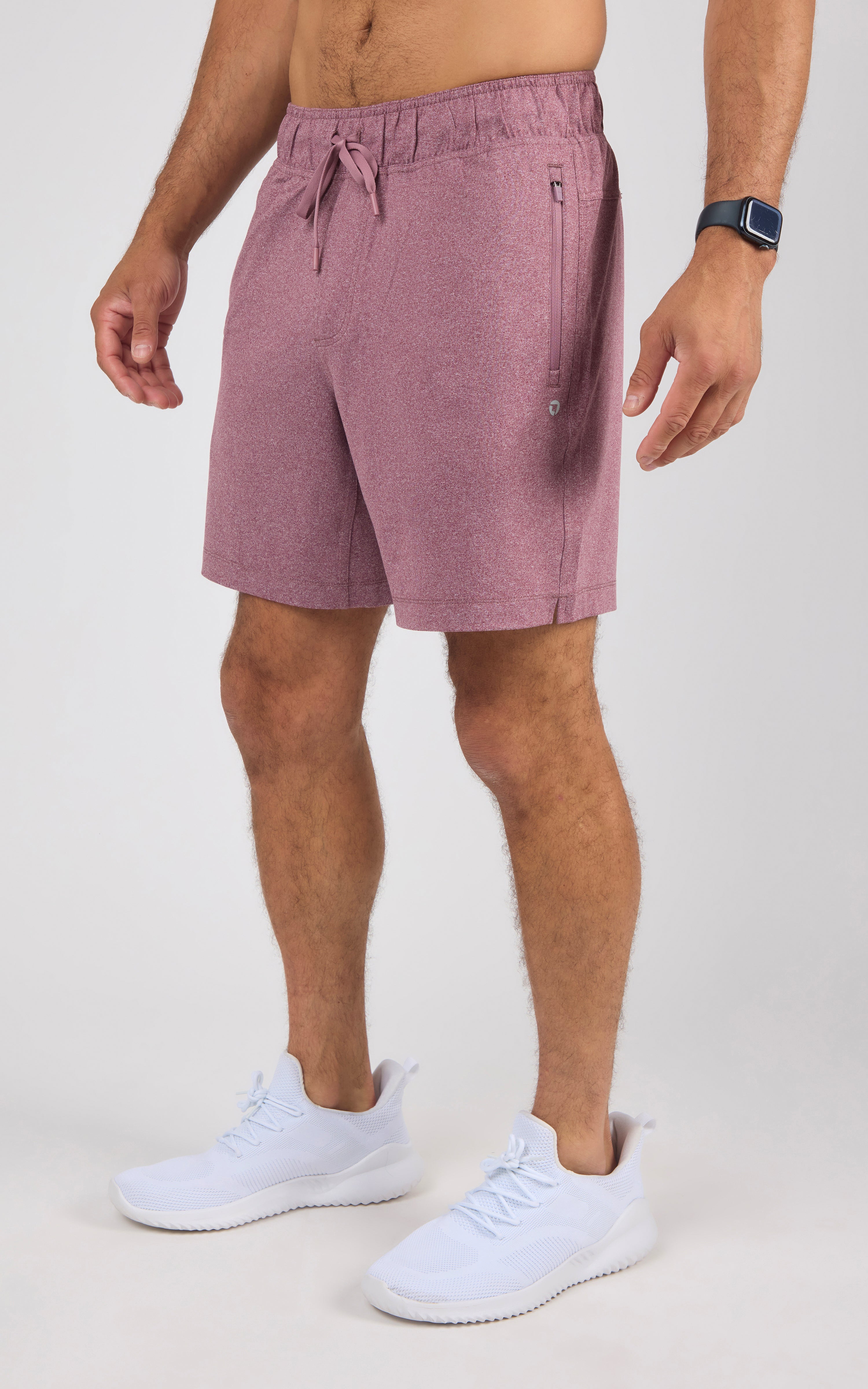 Men's 2-Tone Htr. 7" Endurance Shorts with 2 Front Zip Pockets & Tonal Drawcord - 90 Degree by Reflex