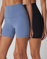 2 PK Skn Everyday 5" Super High Elastic Free Waist Short - Our Cafe Story - 90 Degree by Reflex
