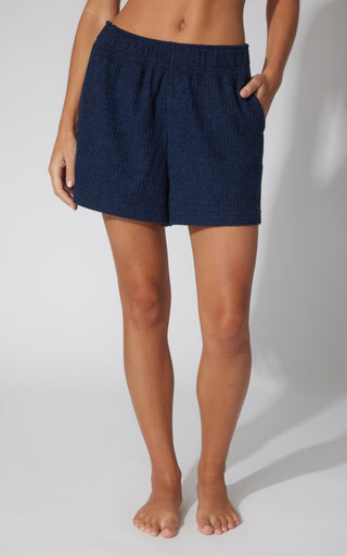 Ribbed Wide Leg Lounge Short