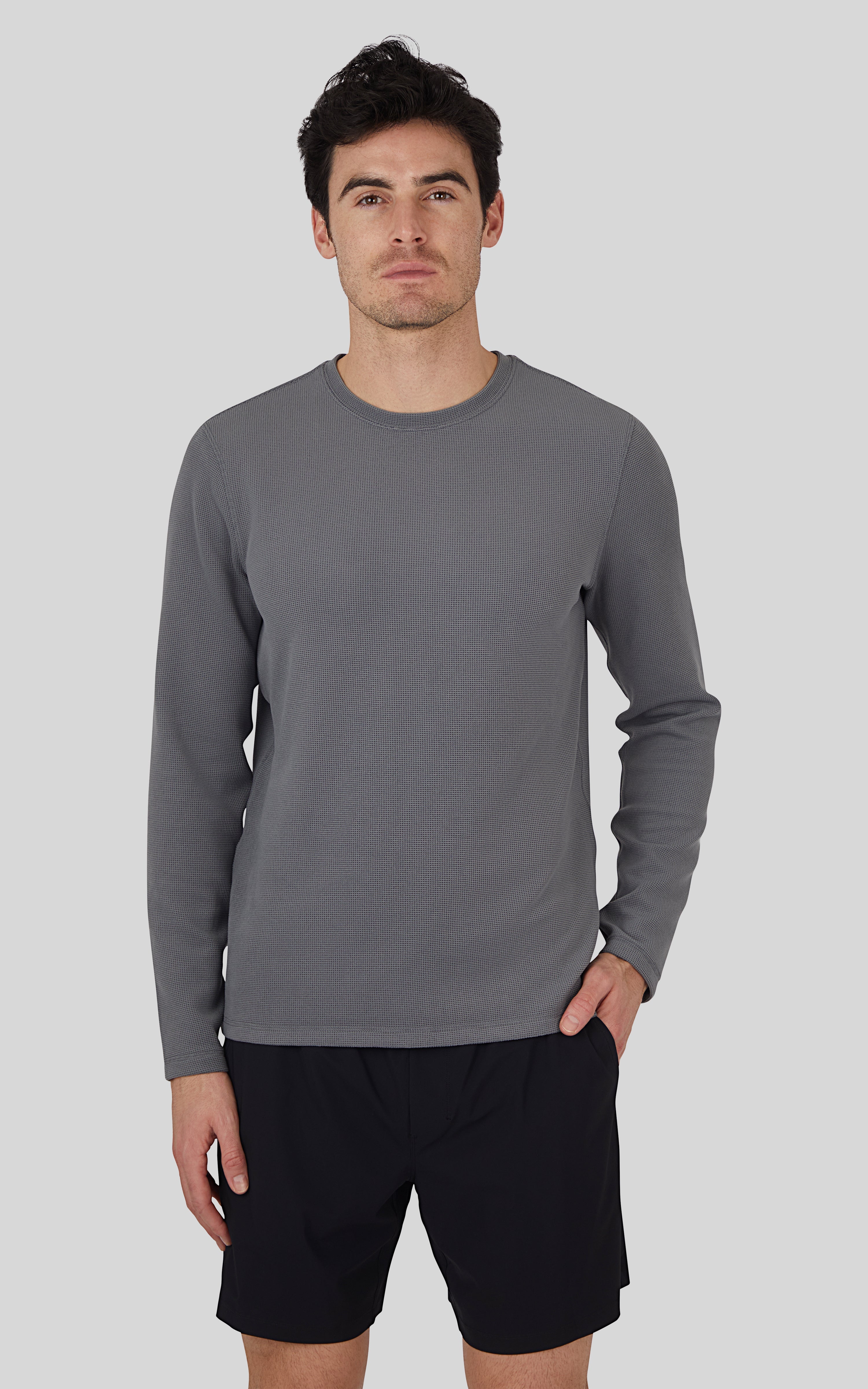 Mens Supreme Hyperlite Waffle Long Sleeve Crew Neck Shirt - 90 Degree by Reflex