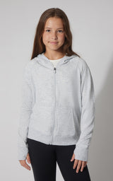 Girls Brushed Full Zip Hooded Jacket - 90 Degree by Reflex