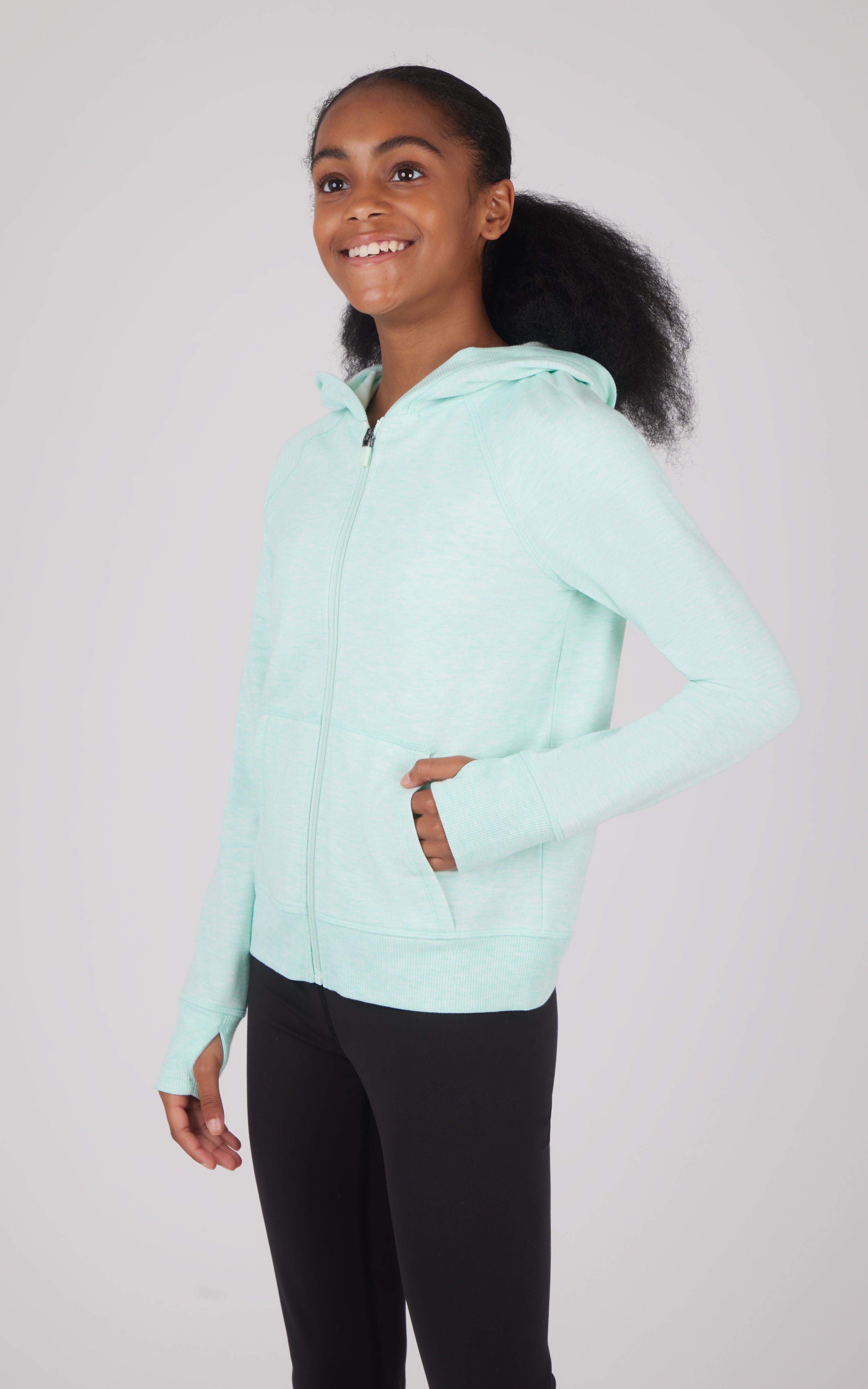Girls Brushed Full Zip Hooded Jacket - 90 Degree by Reflex