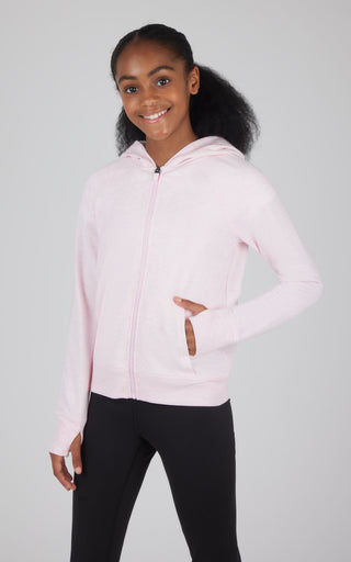 Girls Brushed Full Zip Hooded Jacket - 90 Degree by Reflex
