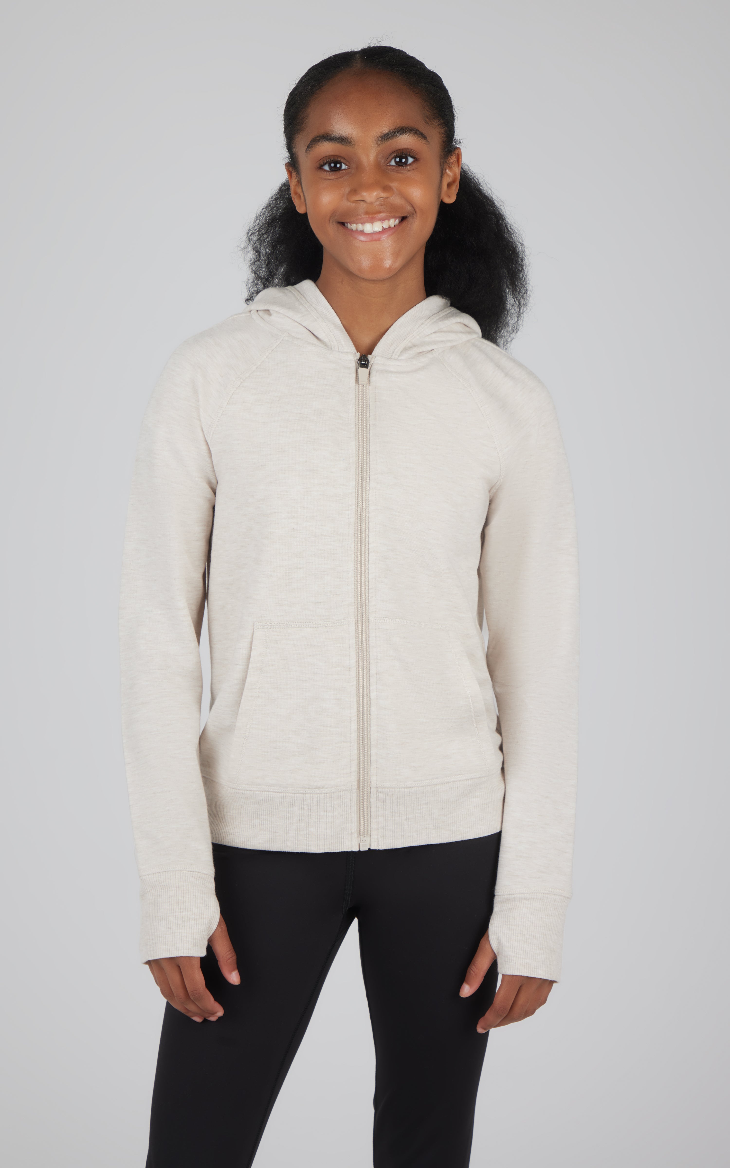 Girls Brushed Full Zip Hooded Jacket - 90 Degree by Reflex