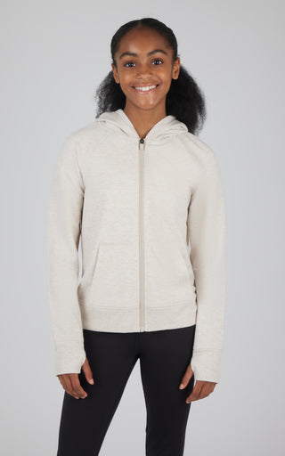 Girls Brushed Full Zip Hooded Jacket - 90 Degree by Reflex