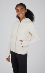 Girls Brushed Full Zip Hooded Jacket - 90 Degree by Reflex