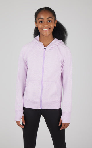 Girls Brushed Full Zip Hooded Jacket - 90 Degree by Reflex