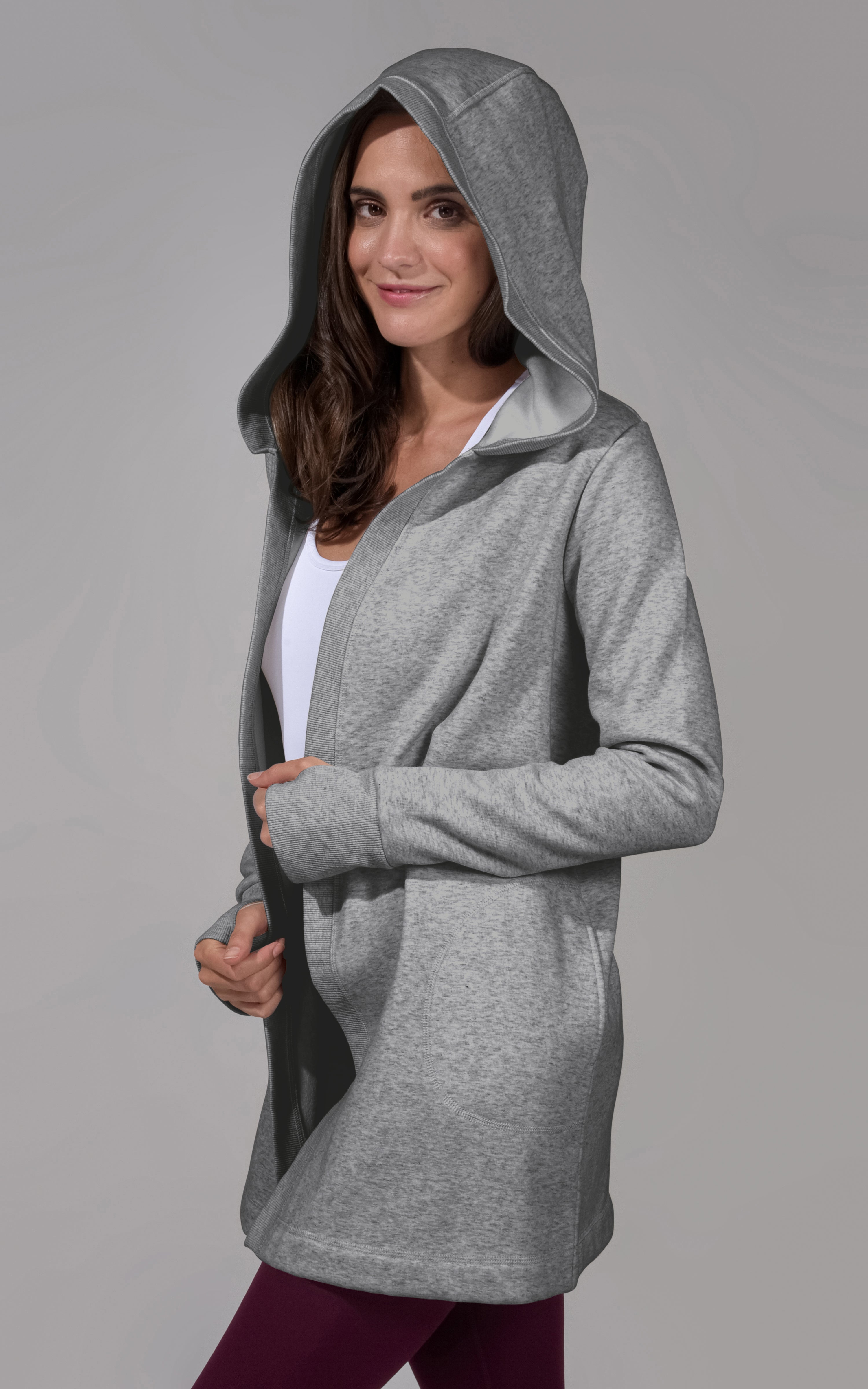 Heavy Fleece Open Hooded Cardigan - JFW82110 – 90 Degree by Reflex