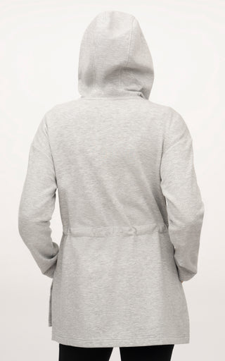 Cloud Plush Holmby Hills Oversized Long Line Zip Hooded Cinch Waist Jacket