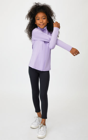 Girls Fleece Lined Side Pocket Ankle Legging