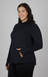 Plus Slim Fitted Full Zip Hooded Jacket - 90 Degree by Reflex