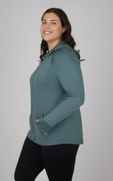 Plus Slim Fitted Full Zip Hooded Jacket - 90 Degree by Reflex