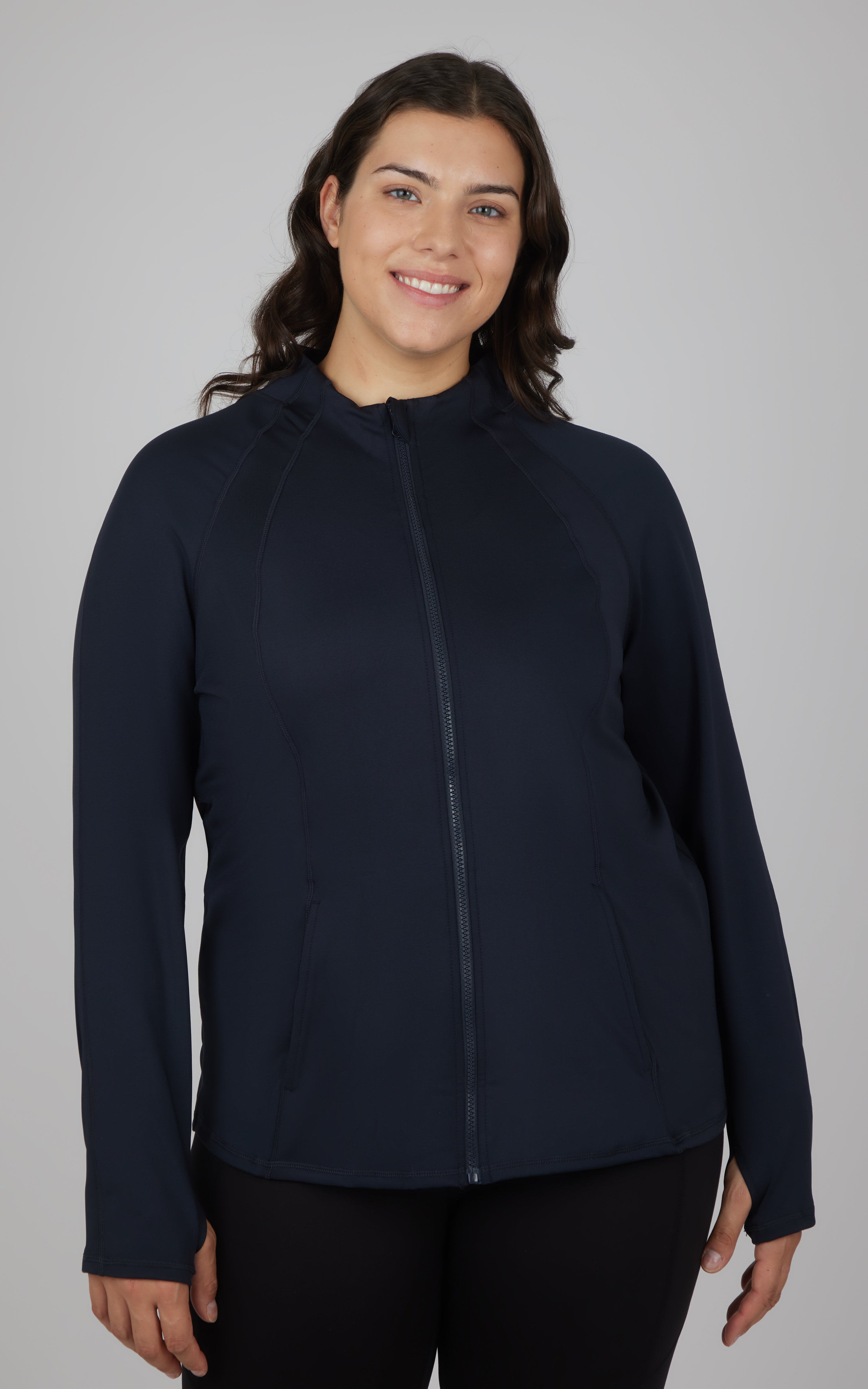Plus Flared Bottom Full Zip Jacket - 90 Degree by Reflex