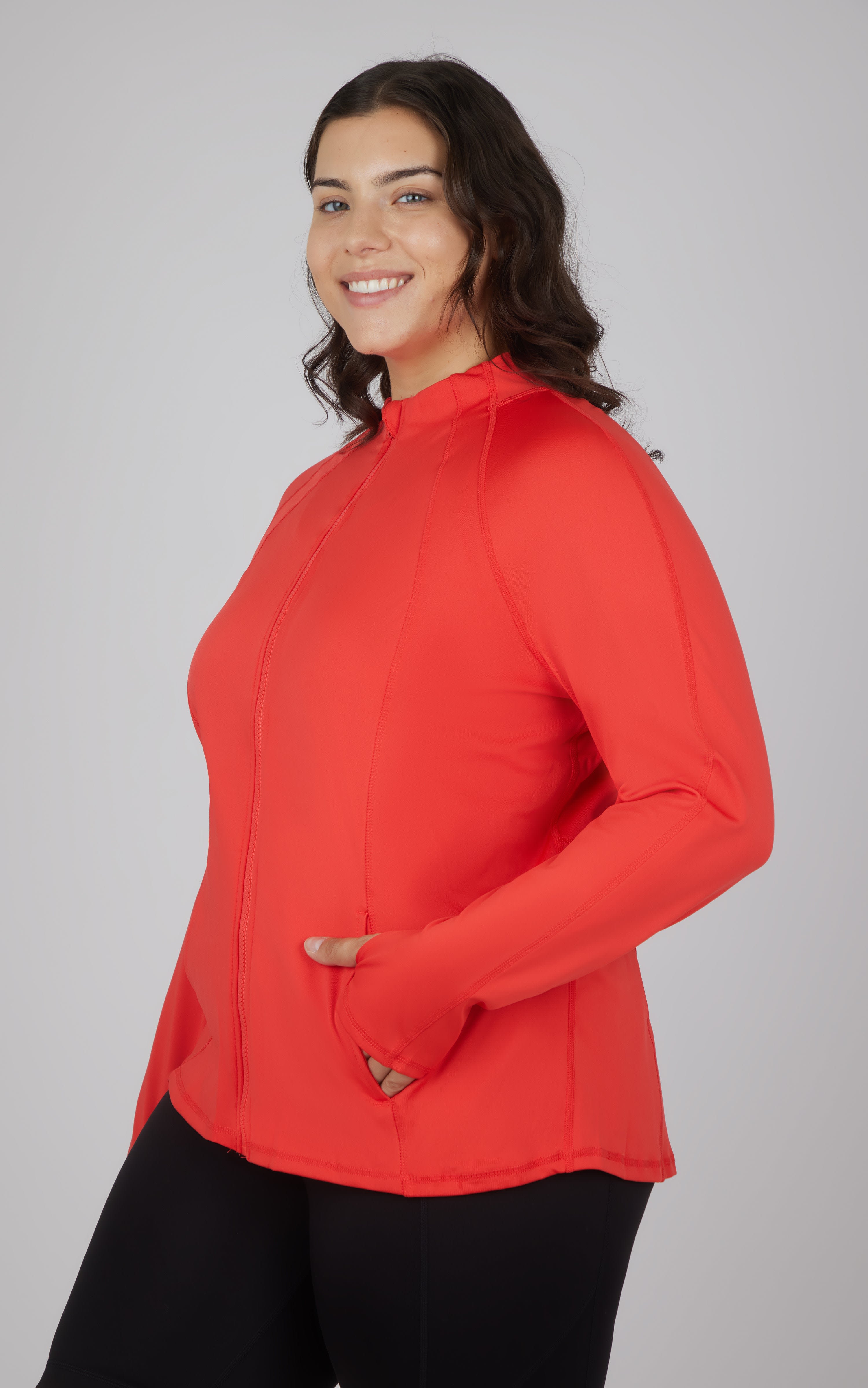 Plus Flared Bottom Full Zip Jacket - 90 Degree by Reflex