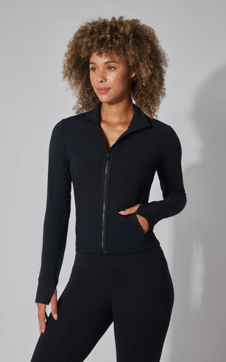 Interlock Industry Slim Fit Jacket with Pleated Neck