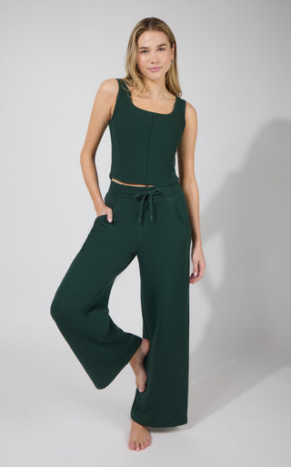 Terry Corset Tank & Fleece Wide Leg Pant Set - 90 Degree by Reflex