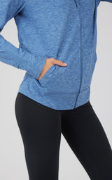Maternity Heathered Lux Full Zip Jacket - 90 Degree by Reflex