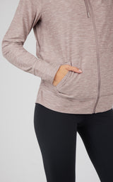 Maternity Heathered Lux Full Zip Jacket - 90 Degree by Reflex