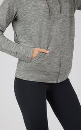 Maternity Heathered Lux Full Zip Jacket - 90 Degree by Reflex