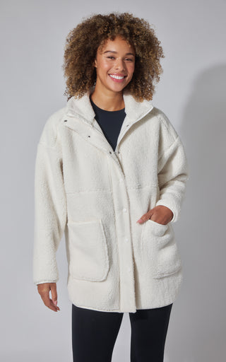 Sherpa High Neck Button Down Jacket
