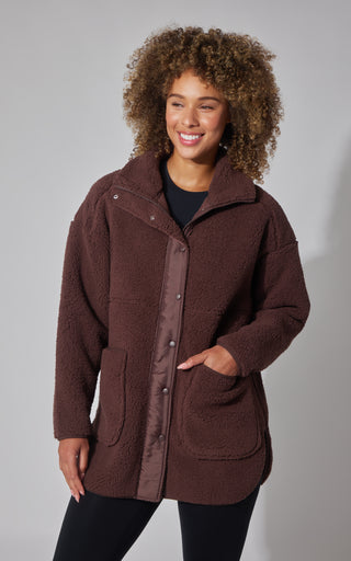 Sherpa High Neck Button Down Jacket