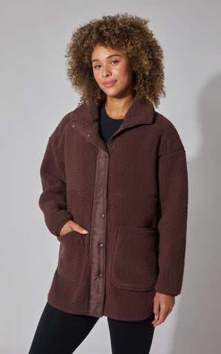 Sherpa High Neck Button Down Jacket