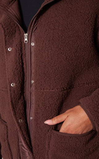 Sherpa High Neck Button Down Jacket