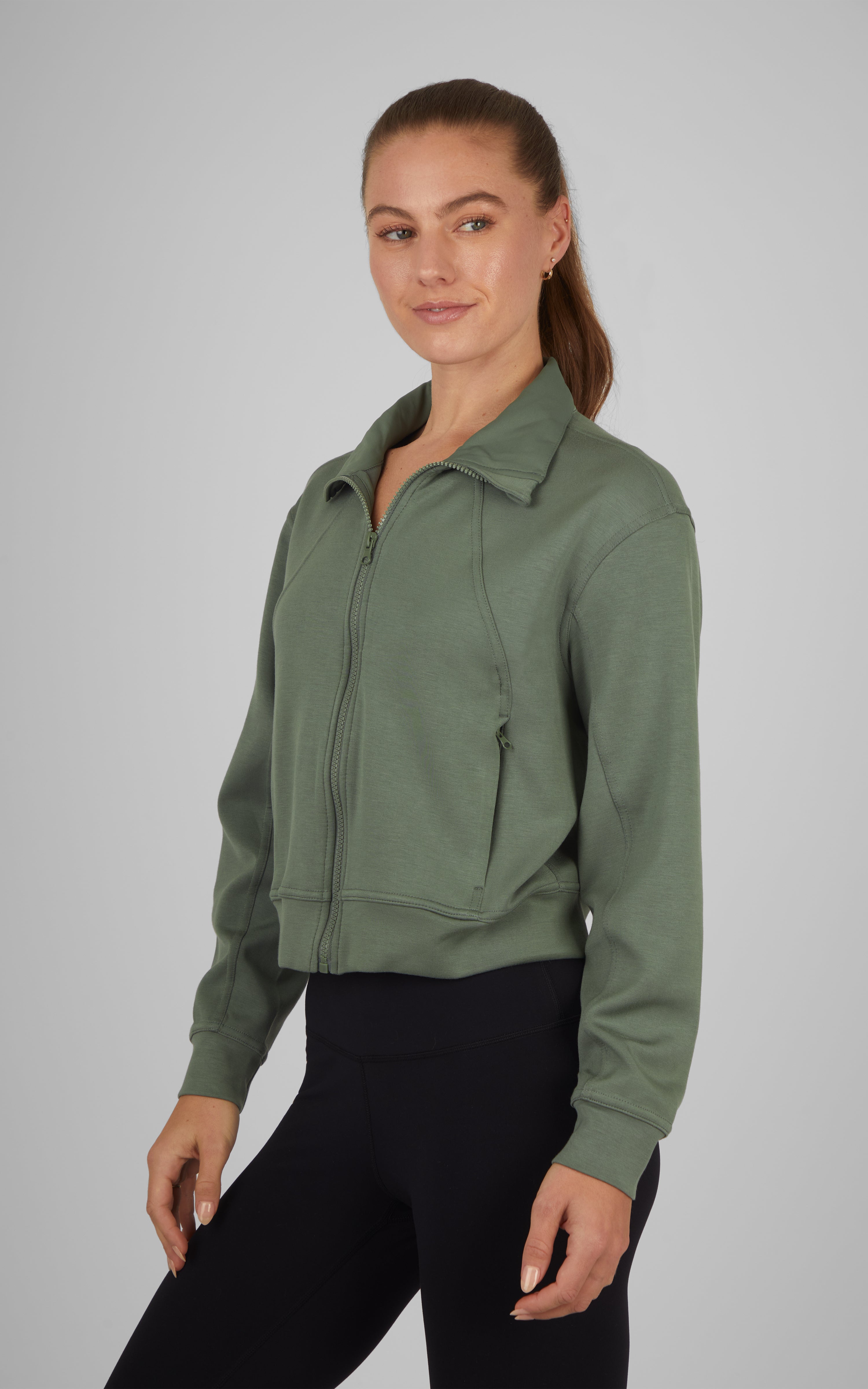 Softlite Scuba Modal Zoie Full Zip Cropped Jacket