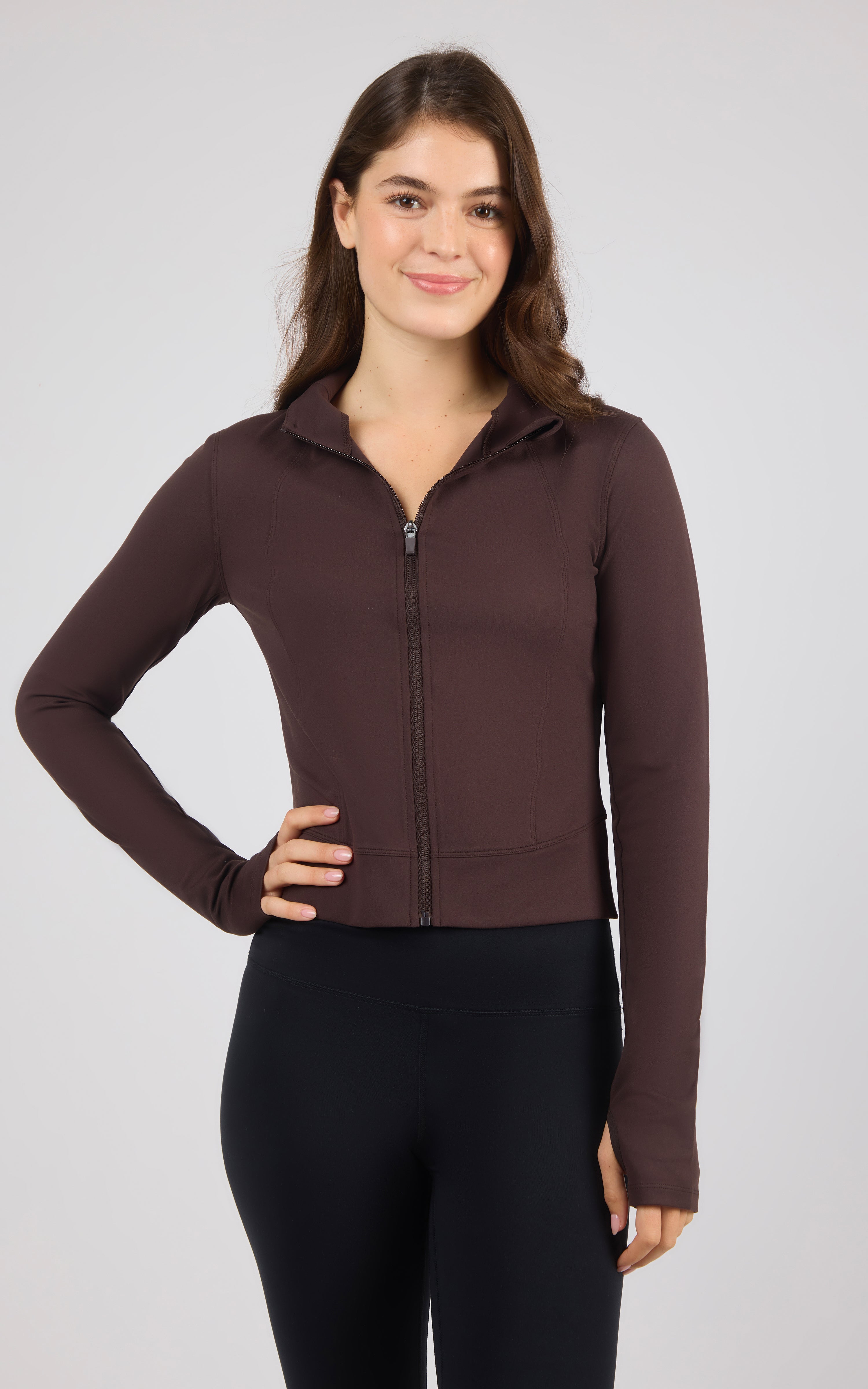 Lux Crosstrain Everyday Full Zip Jacket With Thumb Hole and Back Pocket - 90 Degree by Reflex