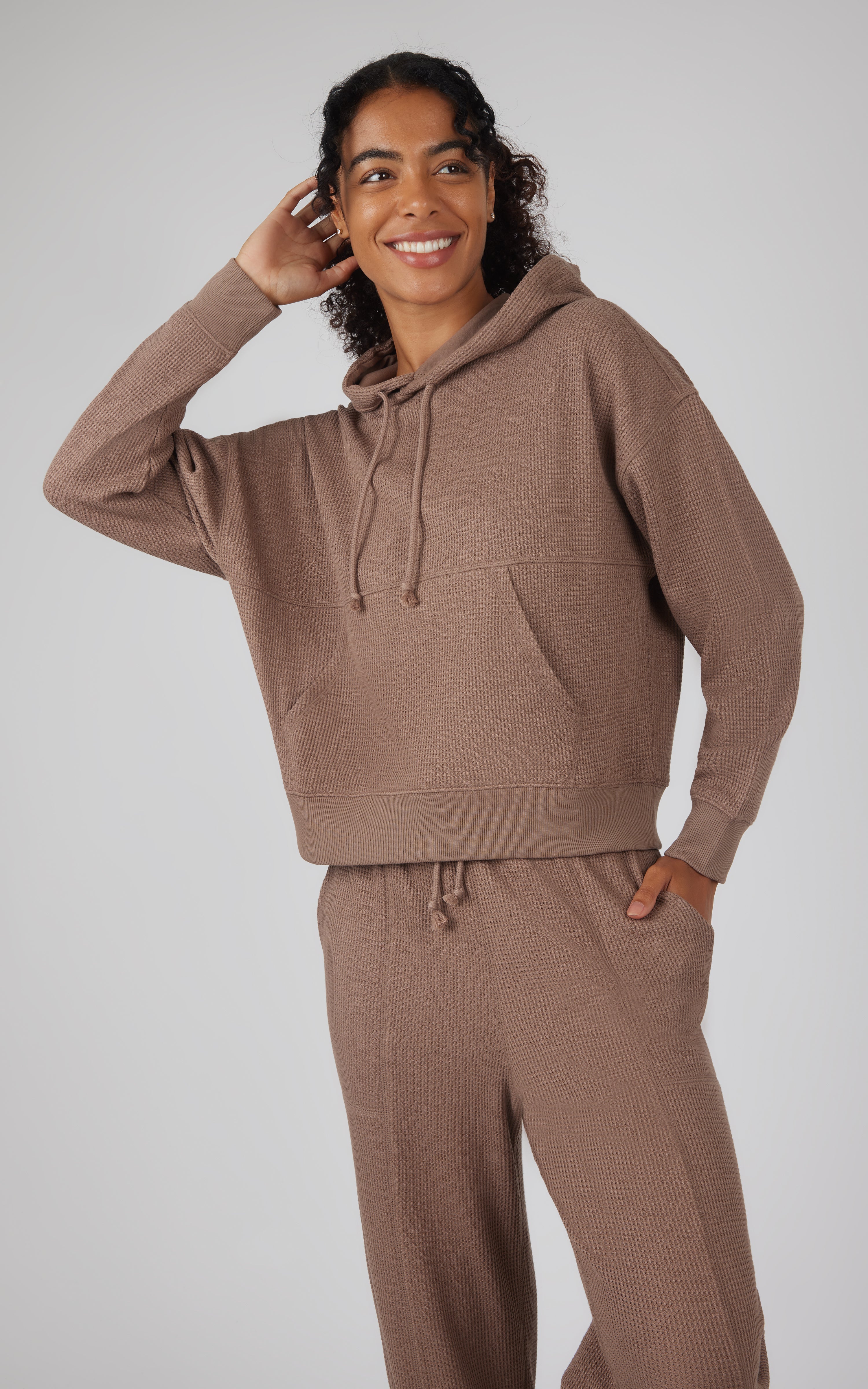 Brushed Inside Waffle Offline Pullover Hoodie - 90 Degree by Reflex