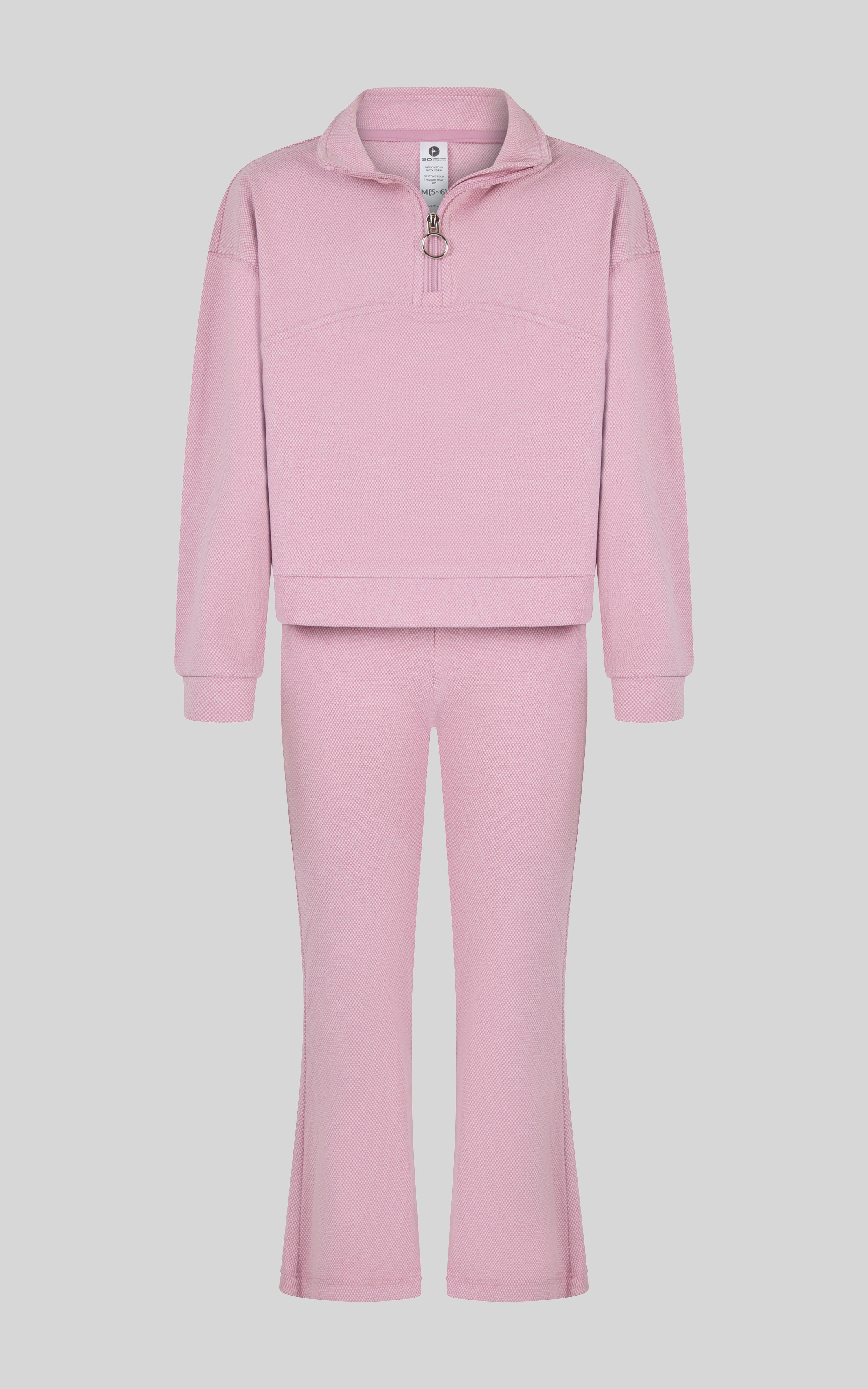 Little Girls Silicon Tek Twilight Half-Zip & Flare Pant Set - Mauve Orchid - 1