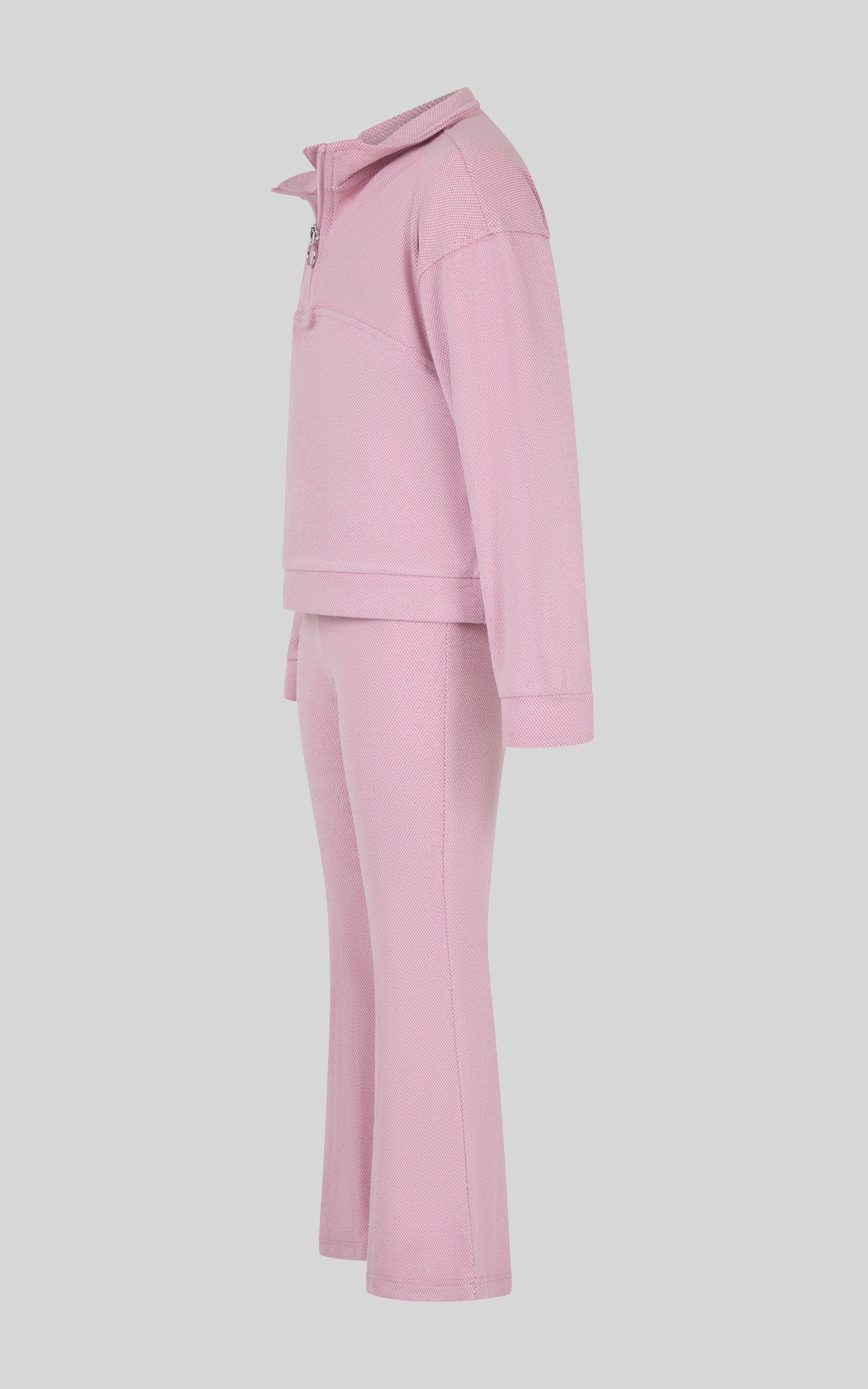 Little Girls Silicon Tek Twilight Half-Zip & Flare Pant Set - Mauve Orchid - 2