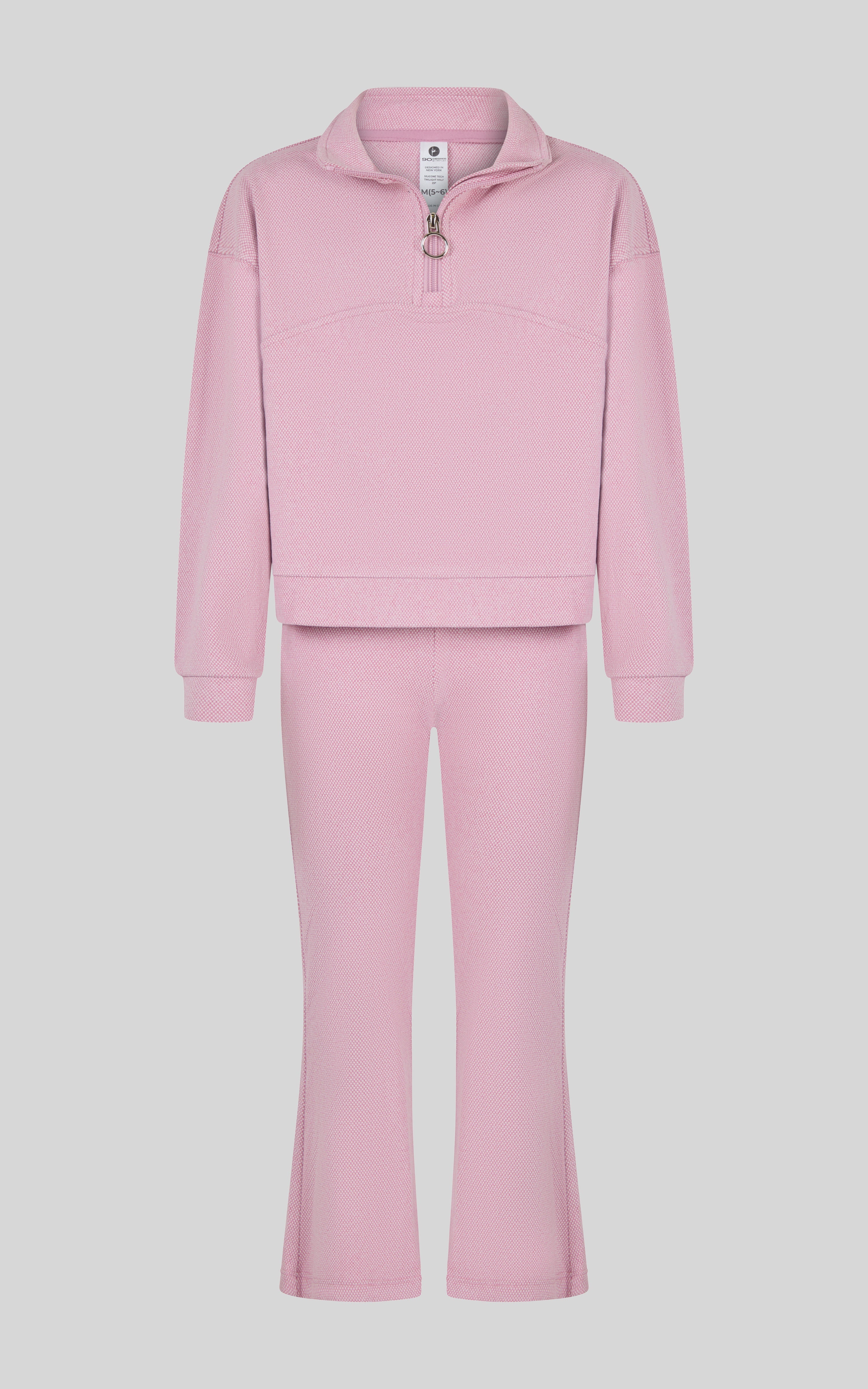 Little Girls Silicon Tek Twilight Half-Zip & Flare Pant Set - MAUVE ORCHID