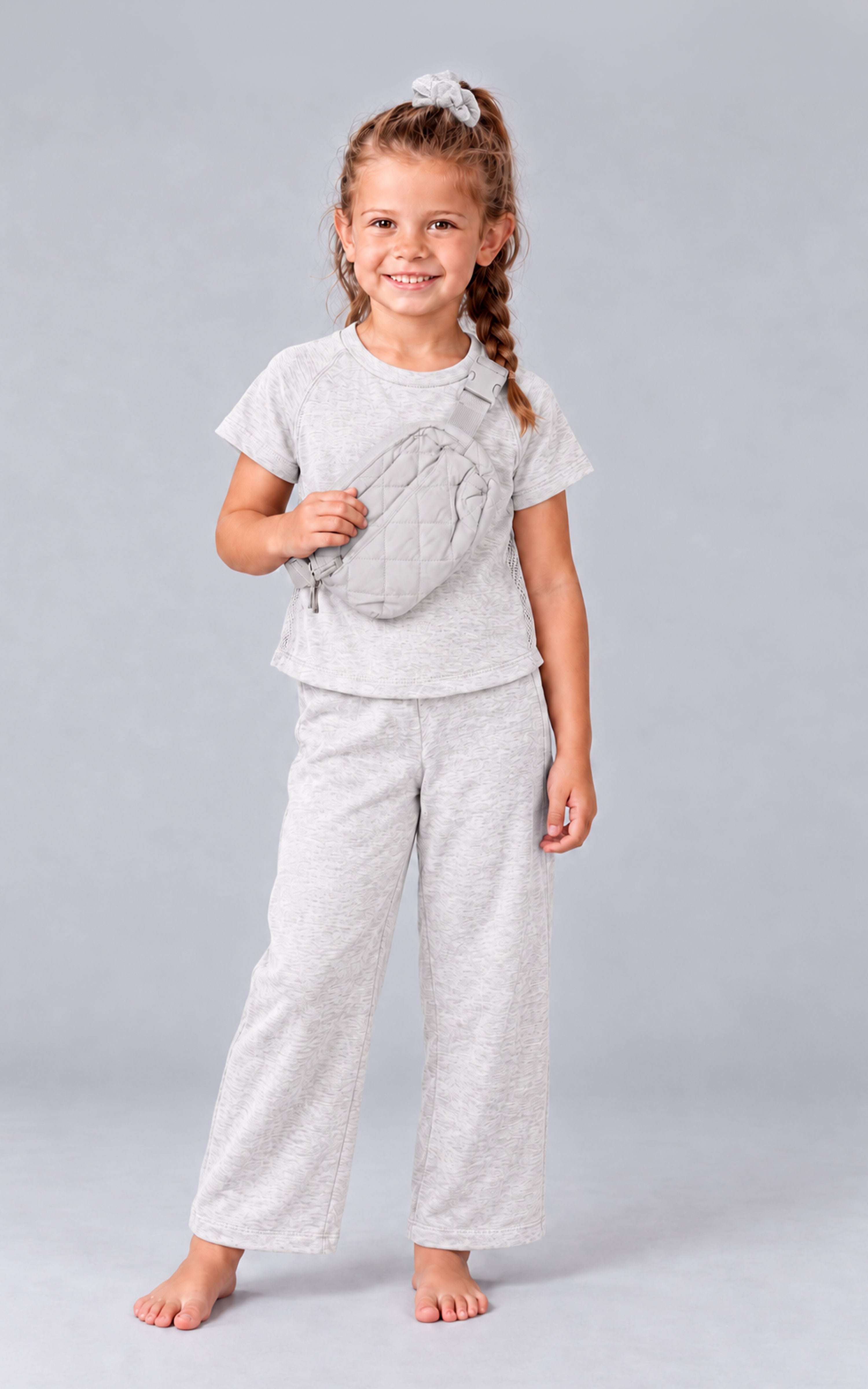Little Girls Softlite Airflow Crew Top Set - Htr.Lt.Grey - 1