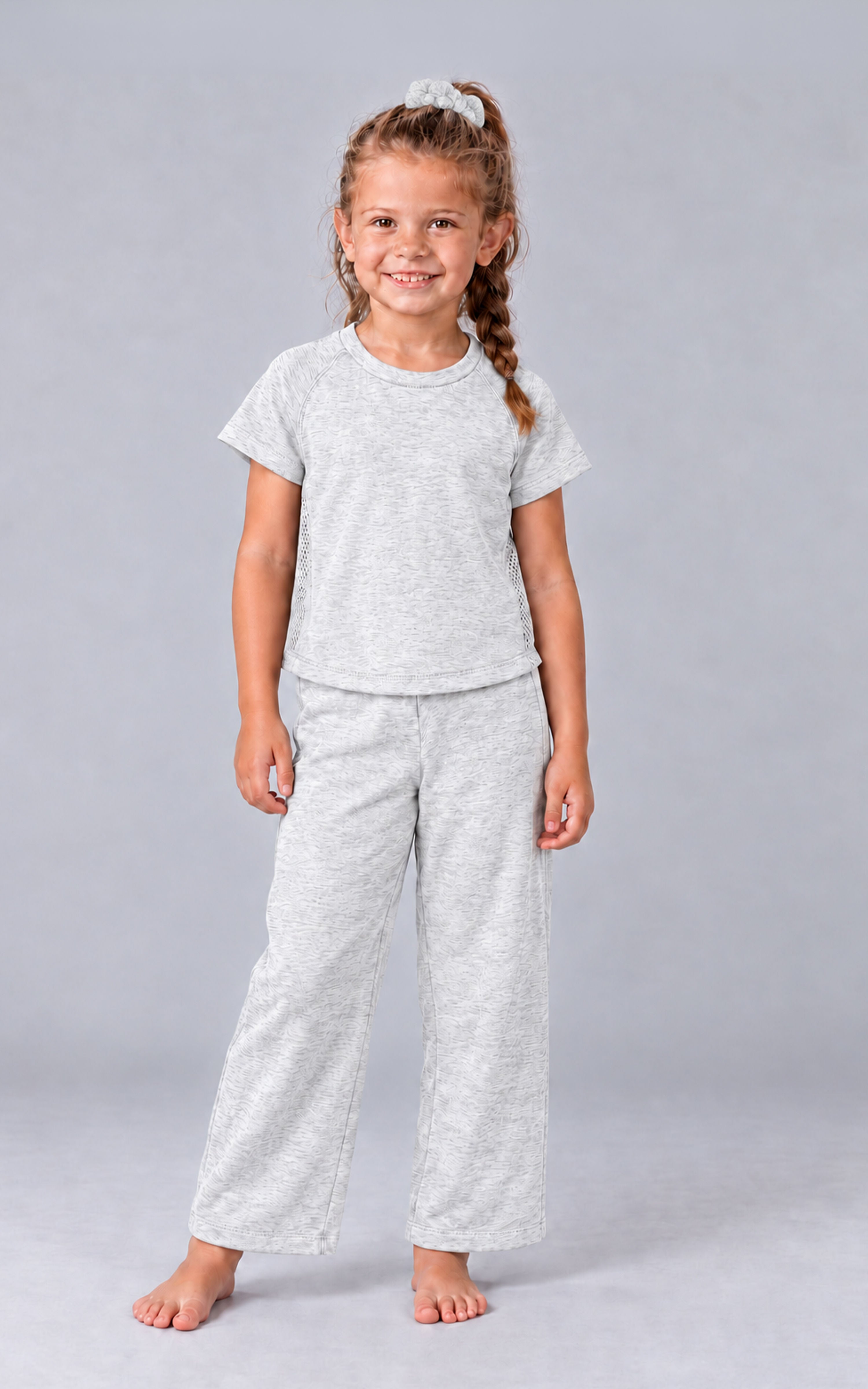Little Girls Softlite Airflow Crew Top Set - Htr.Lt.Grey - 3