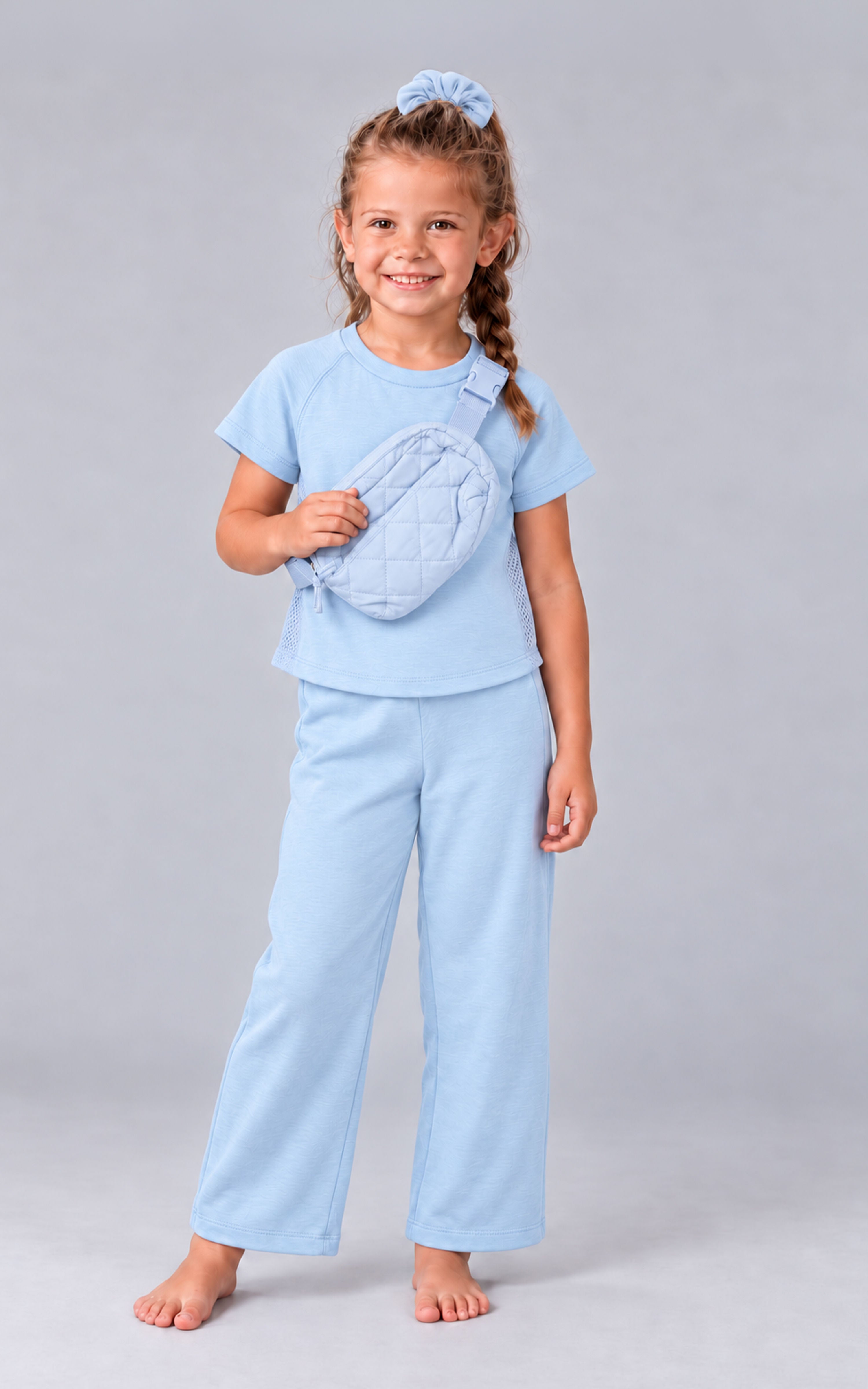 Little Girls Softlite Airflow Crew Top Set - Xenon Blue - 1