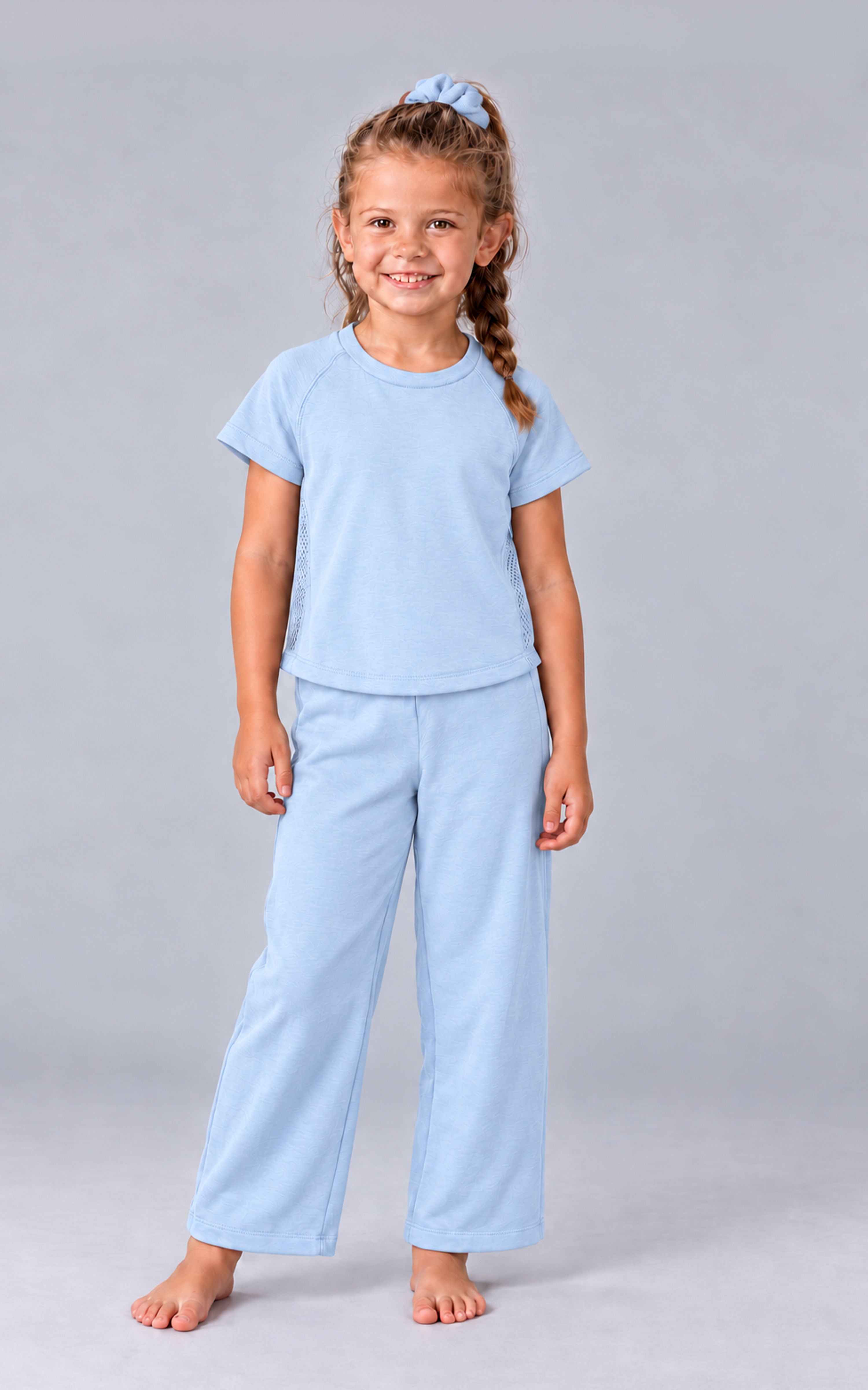 Little Girls Softlite Airflow Crew Top Set - Xenon Blue - 3