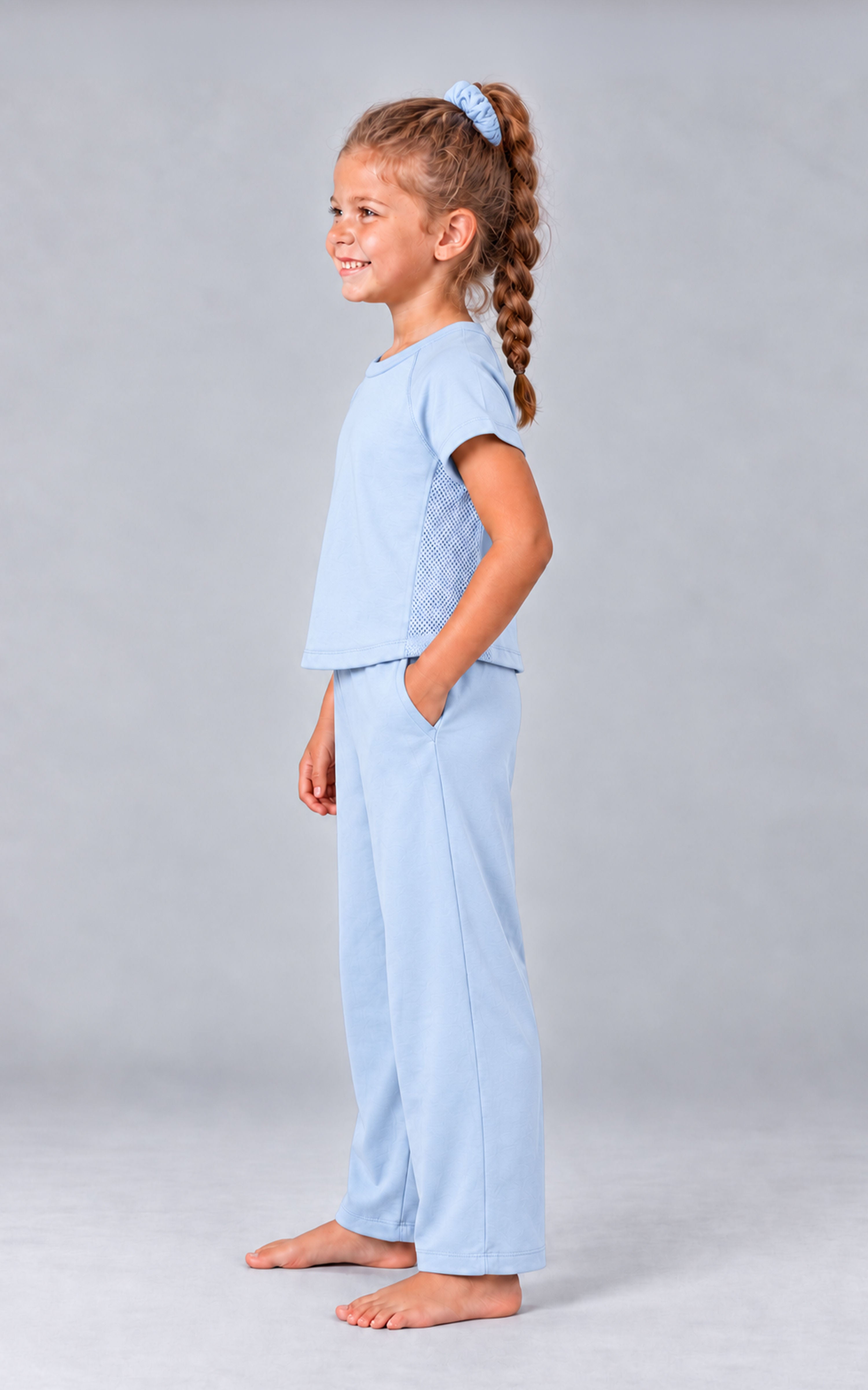 Little Girls Softlite Airflow Crew Top Set - Xenon Blue - 2