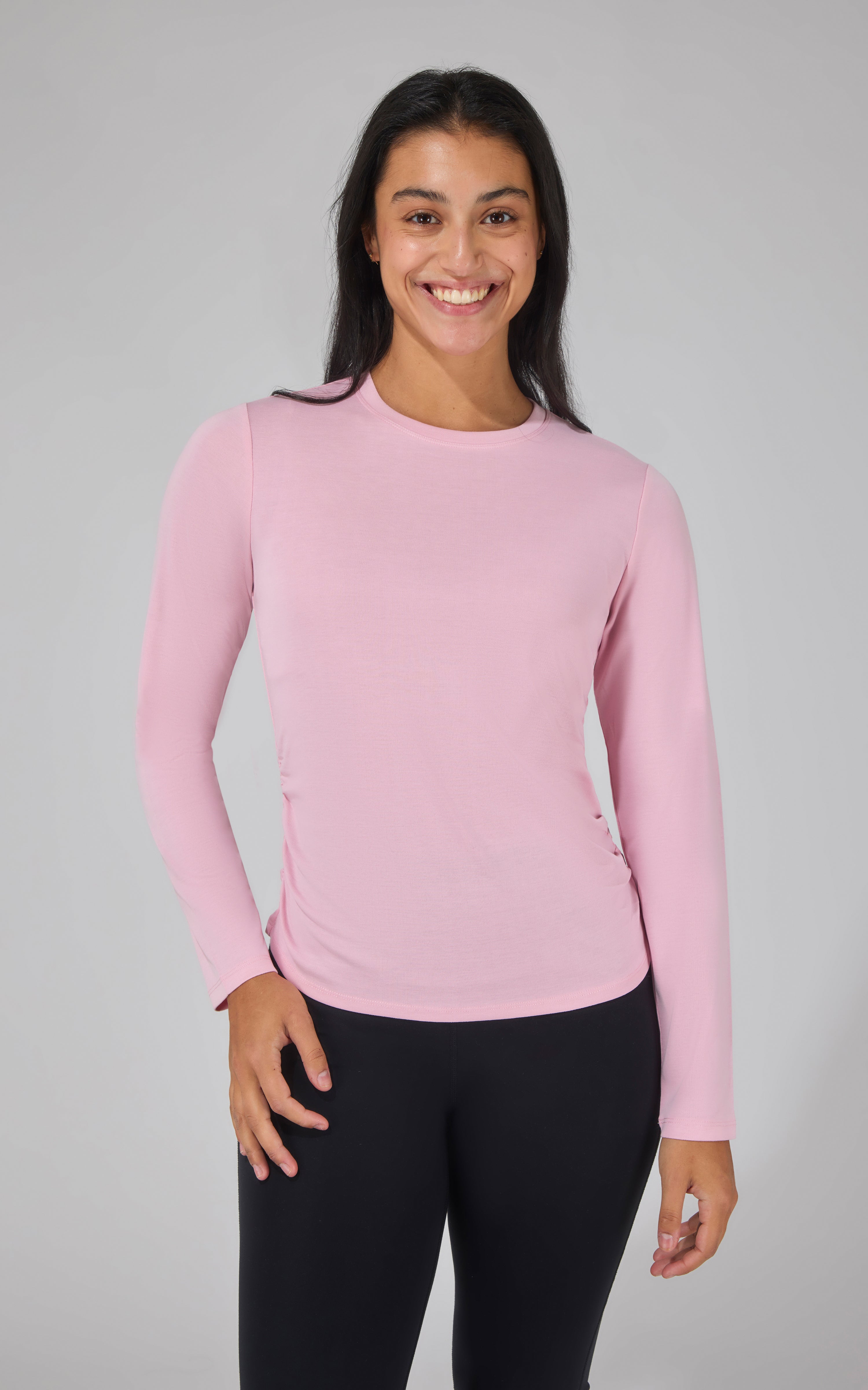 2 PK Side Ruched Long Sleeve Top - 90 Degree by Reflex