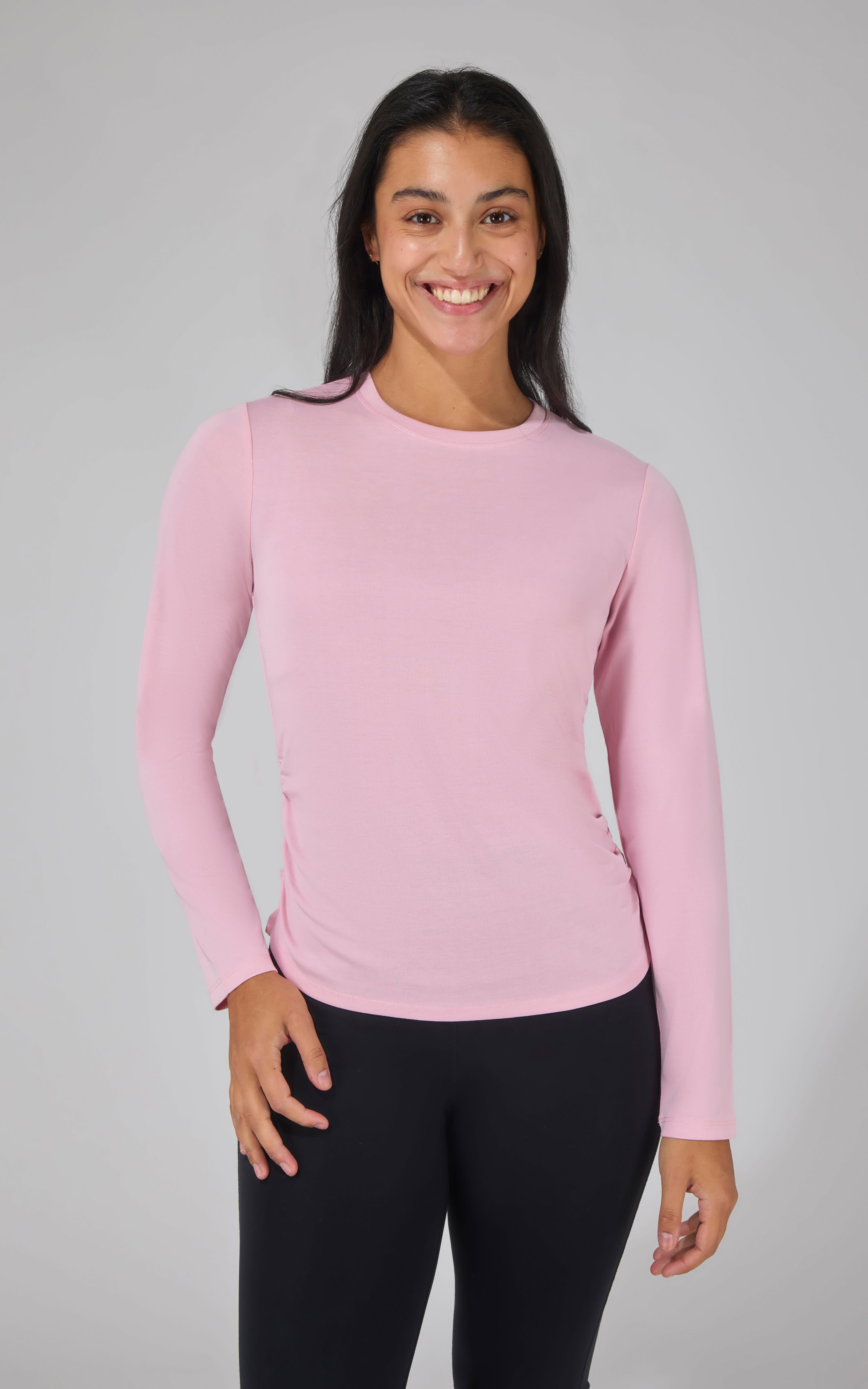 Yogalicious 2 PK Side Ruched Long Sleeve Top - 90 Degree by Reflex