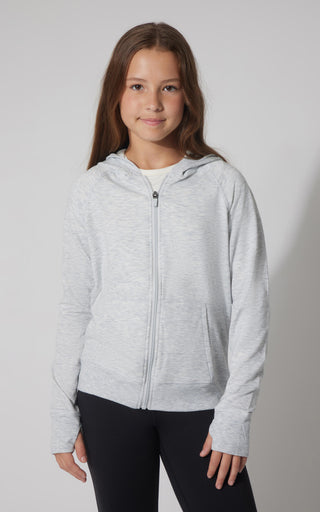 Girls Brushed Full Zip Hooded Jacket - 90 Degree by Reflex