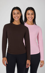 2 PK Side Ruched Long Sleeve Top
