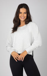 Terry Cutout Back High Low Sweatshirt - 90 Degree by Reflex