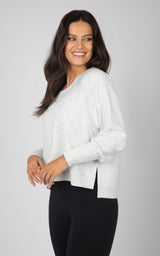 Terry Cutout Back High Low Sweatshirt - 90 Degree by Reflex