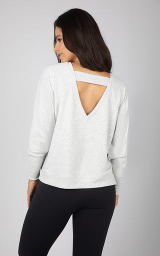 Terry Cutout Back High Low Sweatshirt