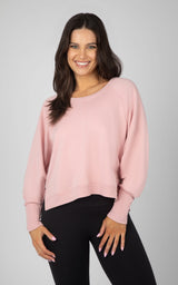Terry Cutout Back High Low Sweatshirt