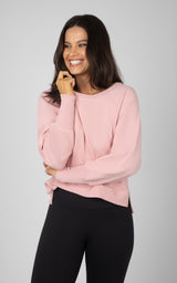 Terry Cutout Back High Low Sweatshirt - 90 Degree by Reflex