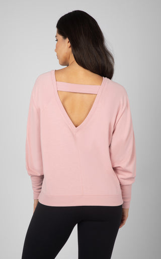 Terry Cutout Back High Low Sweatshirt