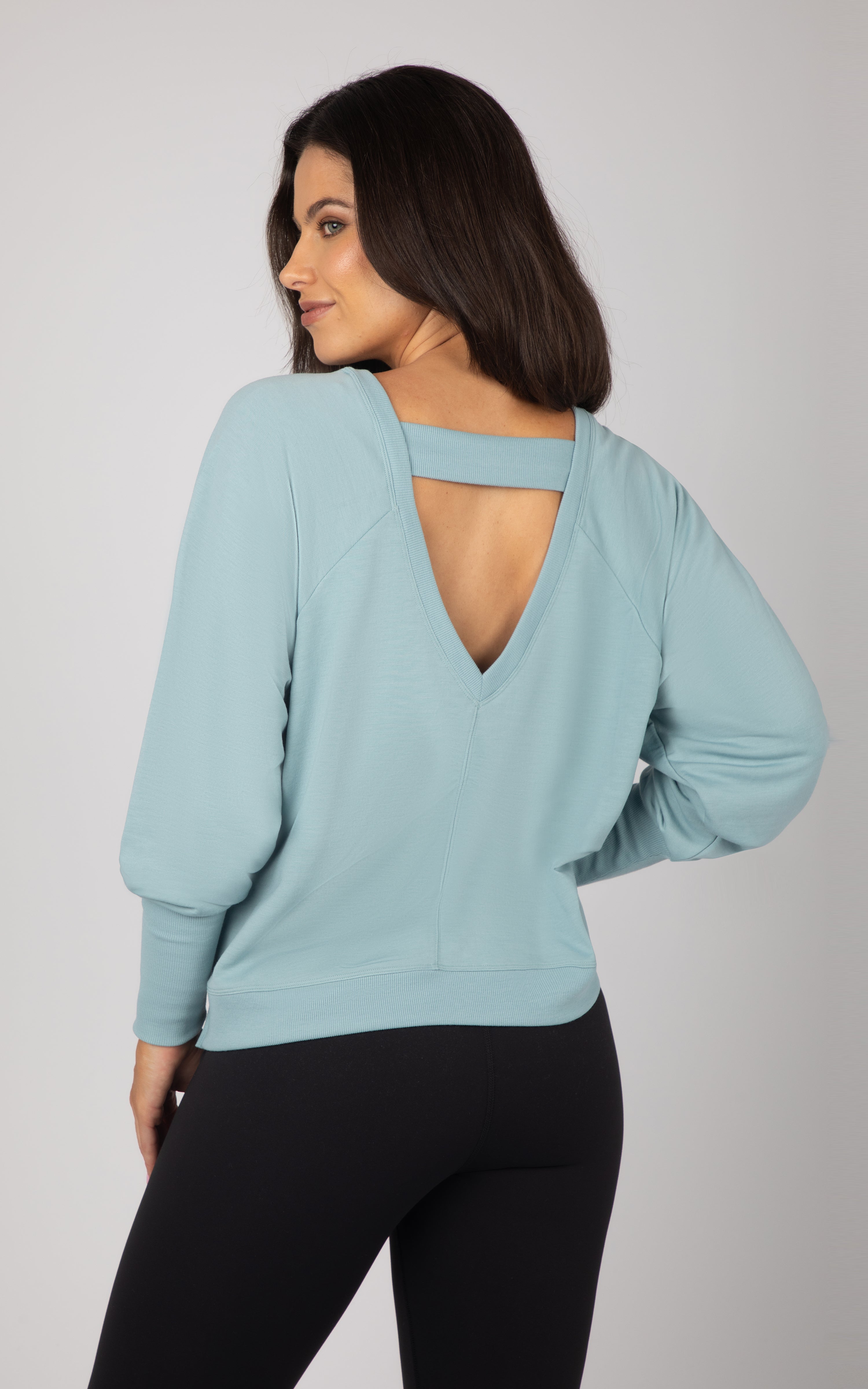 Terry Cutout Back High Low Sweatshirt