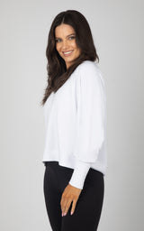 Terry Cutout Back High Low Sweatshirt - 90 Degree by Reflex